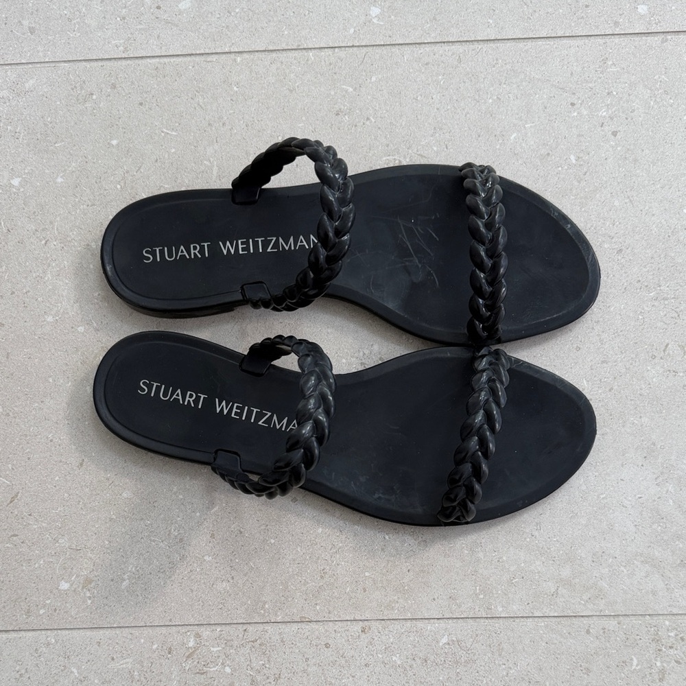 Stuart Weitzman Black Braida Sawyer Jelly Sandals